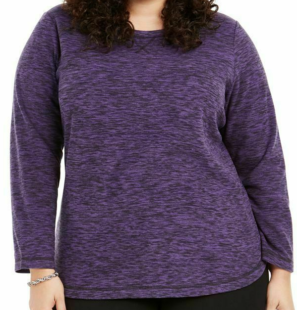 Karen Scott Women's Plus Size Marled Microfleece Top Purple Size 1X