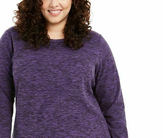 Karen Scott Women's Plus Size Marled Microfleece Top Purple Size 1X