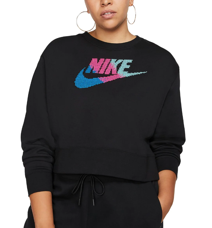 Nike Women's Sportswear Fleece Crewneck Sweatshirt Black Plus  Size 2X