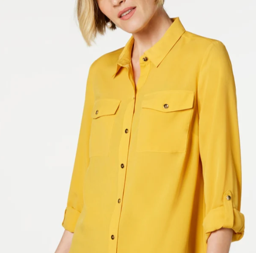 Charter Club Women's Two Pocket Shirt Yellow Size XX-Large