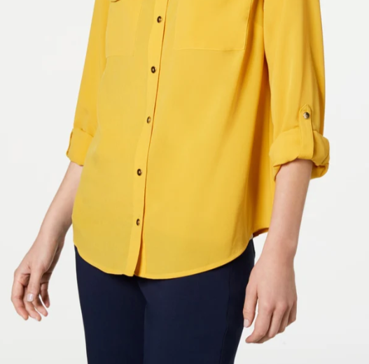 Charter Club Women's Two Pocket Shirt Yellow Size XX-Large