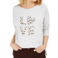 Style & Co Women's Sequin Logo Sweater  Gray Size Medium