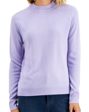 Karen Scott Women's Petite Mock-Neck Sweater Purple Size Petite/Medium