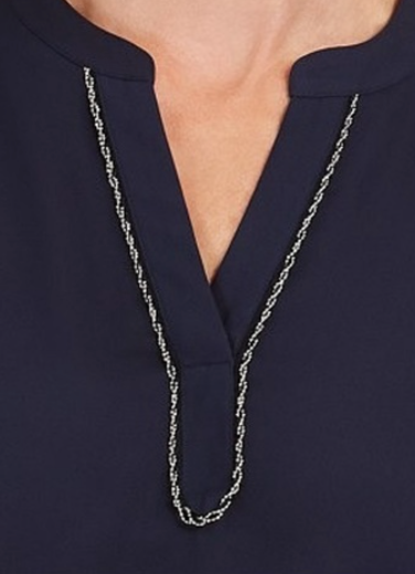 JM Collection Women's Split-Neck Tunic Blue Size Large