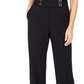 Calvin Klein Women's Petite High-Rise Buttoned-Waist Dress Pants Blue Size 8 Petite