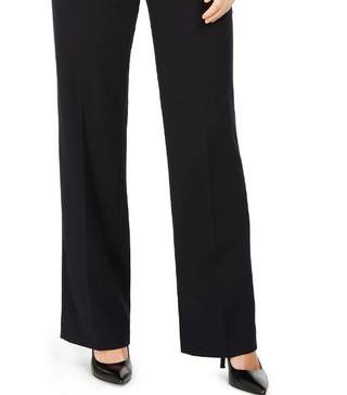 Calvin Klein Women's Petite High-Rise Buttoned-Waist Dress Pants Blue Size 8 Petite