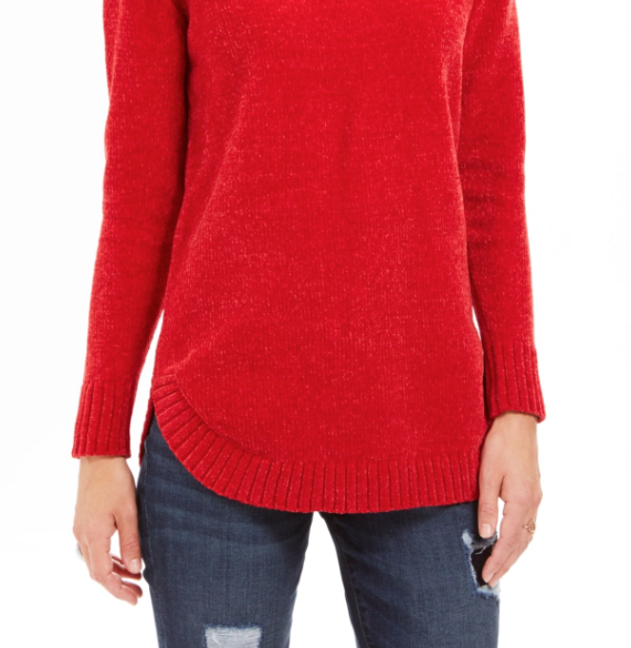Style & Co Women's Metallic Threaded Turtleneck Sweater Red Size Petite Petite