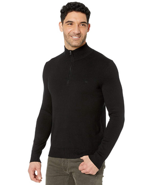 Calvin Klein Men's Cotton Modal Long Sleeve 1/4 Zip Black Size Large