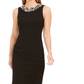 Calvin Klein Women's Imitation Pearl Trim Sheath Dress Black Size 4 Petite