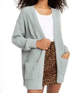 Hippie Rose Women's Long Sleeve Open Cardigan Sweater Green Size Large