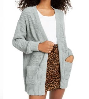 Hippie Rose Women's Long Sleeve Open Cardigan Sweater Green Size Large