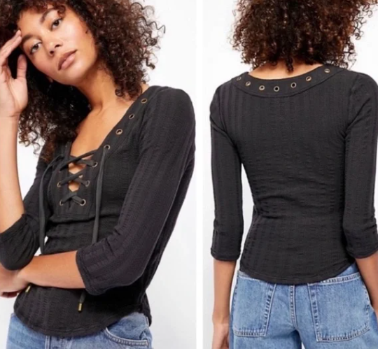 Free People Women's Ice Cold Top Gray Size Small