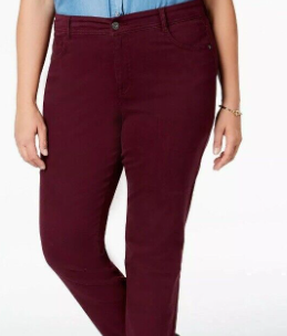 Style & Co Women's Tummy-Control Straight-Leg Fashion Jeans Wine Size 16