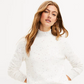 Karen Scott Women's Long-Sleeve Curved Hem Sweater White Speckled Size Extra Small