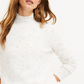 Karen Scott Women's Long-Sleeve Curved Hem Sweater White Speckled Size Extra Small