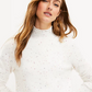 Karen Scott Women's Long-Sleeve Curved Hem Sweater White Speckled Size Extra Small