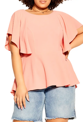 City Chic Women's Plus Romantic Mood Top Pink Size L/20