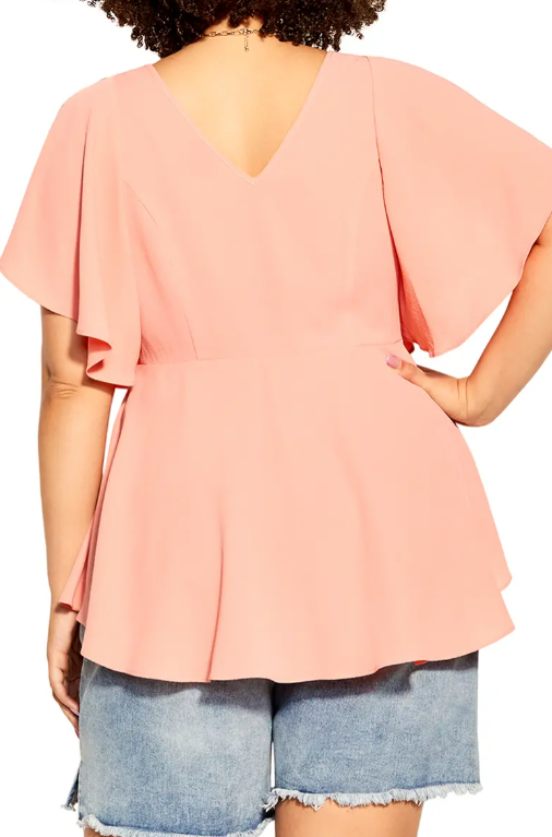 City Chic Women's Plus Romantic Mood Top Pink Size L/20