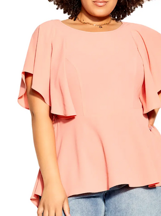 City Chic Women's Plus Romantic Mood Top Pink Size L/20