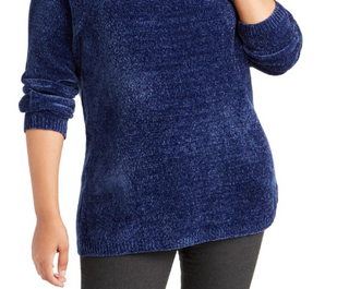 Karen Scott Women's Boat Neck Chenille Sweater Blue Size 1X