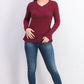 Karen Scott Women's V-Neck Long-Sleeve Sweater Medium Wine Size Small