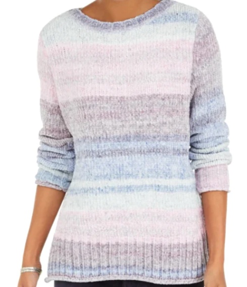 Style & Co Women's Crewneck Chenille Sweater Blue Size Petite Extra Large