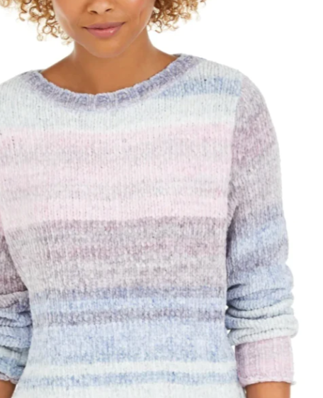 Style & Co Women's Crewneck Chenille Sweater Blue Size Petite Extra Large
