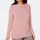 Karen Scott Women's Cotton Boat Neck Sweater Pink Size Small