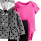 Carter's Baby Girl's 3 Pc Fleece Dot Print Hoodie Bodysuit & Pants Set Gray Size Newborn