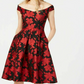 Calvin Klein Women's Off-The-Shoulder Brocade Floral Fit & Flare Dress Red Size 12