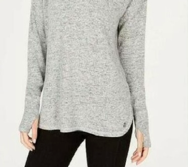 Ideology Women's Heathered Long Sleeve Top Gray Size Extra Small