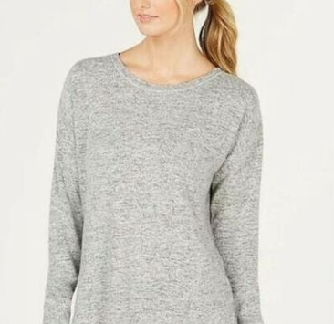 Ideology Women's Heathered Long Sleeve Top Gray Size Extra Small