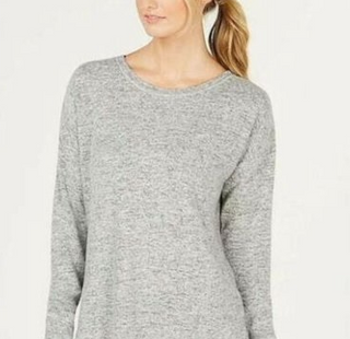 Ideology Women's Heathered Long Sleeve Top Gray Size Extra Small