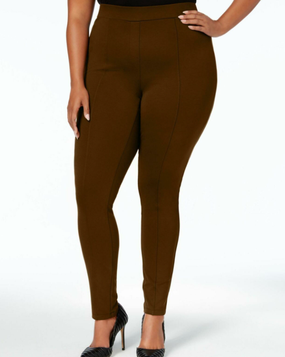Style & Co Women's Plus Size SeaPonte Leggings Brown Size 14W
