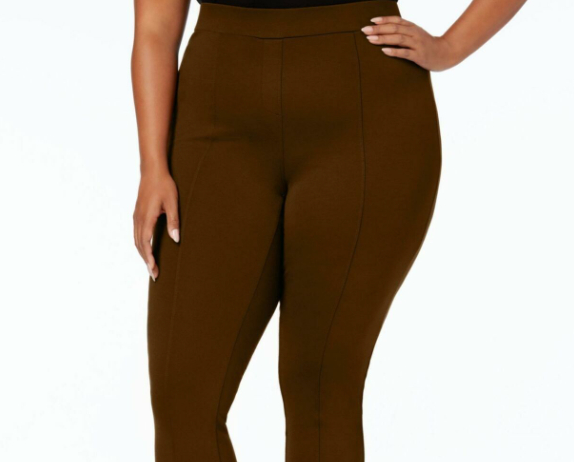 Style & Co Women's Plus Size SeaPonte Leggings Brown Size 14W