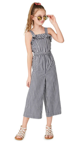 Charter Club Big Girls Mommy & Me Gingham Jumpsuit Blue Size Small