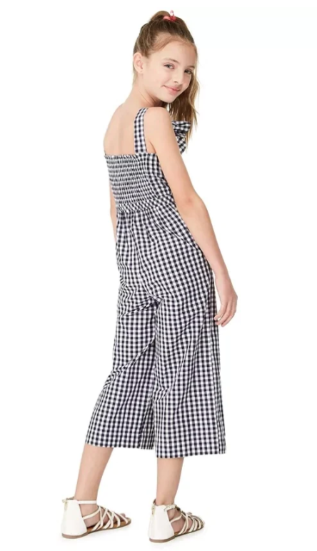 Charter Club Big Girls Mommy & Me Gingham Jumpsuit Blue Size Small