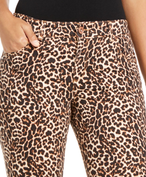 INC International Concepts Women's Incessential Leopard Skinny Jeans Brown Size 4