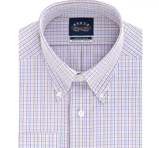 Eagle Men's Classic Fit Stretch Collar Dress Shirt Purple Size 17_32/33 XL