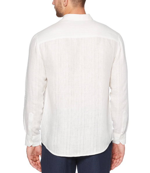 Cubavera Men's Solid Linen Shirt White Size Large