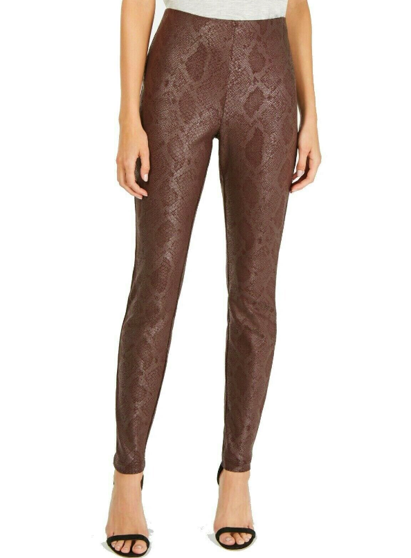 INC International Concepts Women's Snake-Print Skinny Pants Brown Size 8