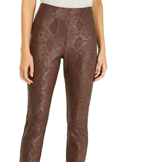 INC International Concepts Women's Snake-Print Skinny Pants Brown Size 8