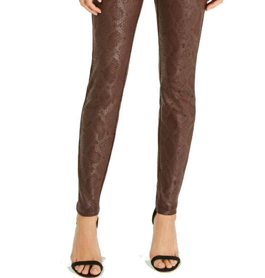 INC International Concepts Women's Snake-Print Skinny Pants Brown Size 8