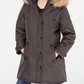 Madden Girl Junior's Hooded Faux Fur Trim Parka Gray Size Medium