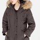 Madden Girl Junior's Hooded Faux Fur Trim Parka Gray Size Medium