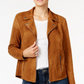 Style & Co Women's Faux-Suede Moto Jacket Brown Size X-Large