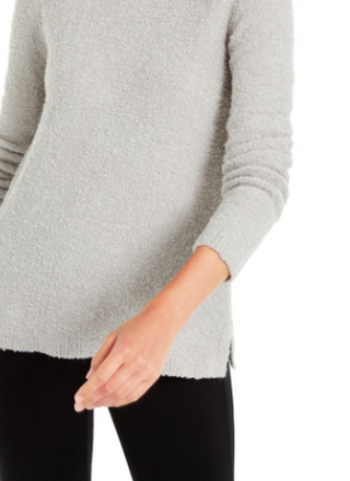 Alfani Women's Mock-Neck Boucle Sweater Gray Size Large