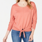 Style & Co Women's Tie Front Sweater Orange Size X-Large