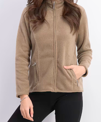 Karen Scott Women's Sport Zip-Up Zeroproof Fleece Jacket Brown Size Large