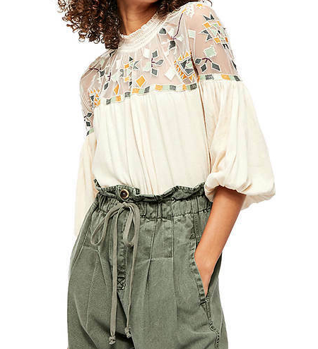 Free People Women's Monday Morning Top Beige Size Large